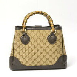 Gucci GG Bamboo Canvas Diana Brown Bag